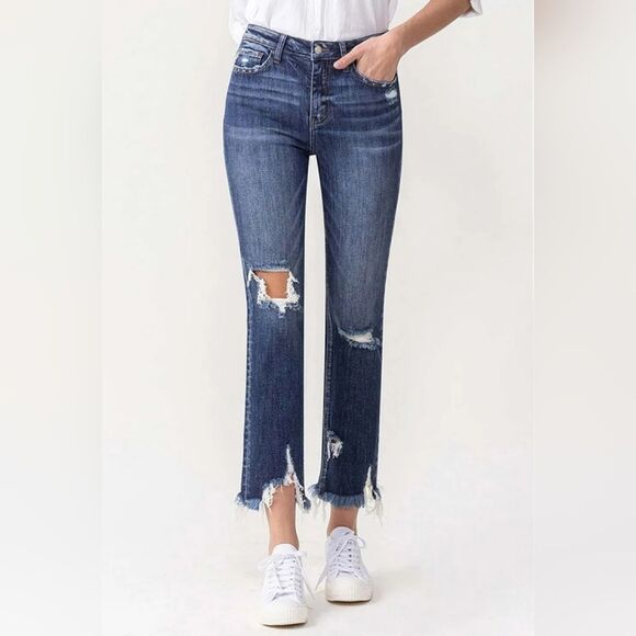 💲2️⃣0️⃣ Bundled ✔️Lovervet By VERVET Womens Dark RINSE Blue Jeans "JACKIE" Sz 8 - Picture 4 of 15